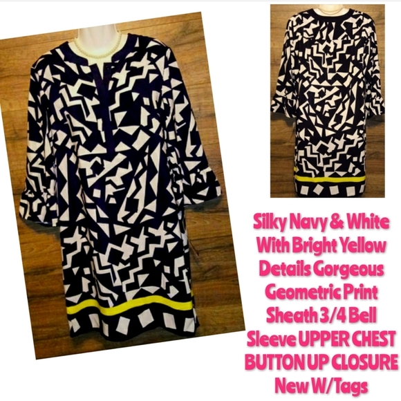 Madison Leigh Sheath Dress Size 12 Bell Sleeve NWT - Picture 2 of 9